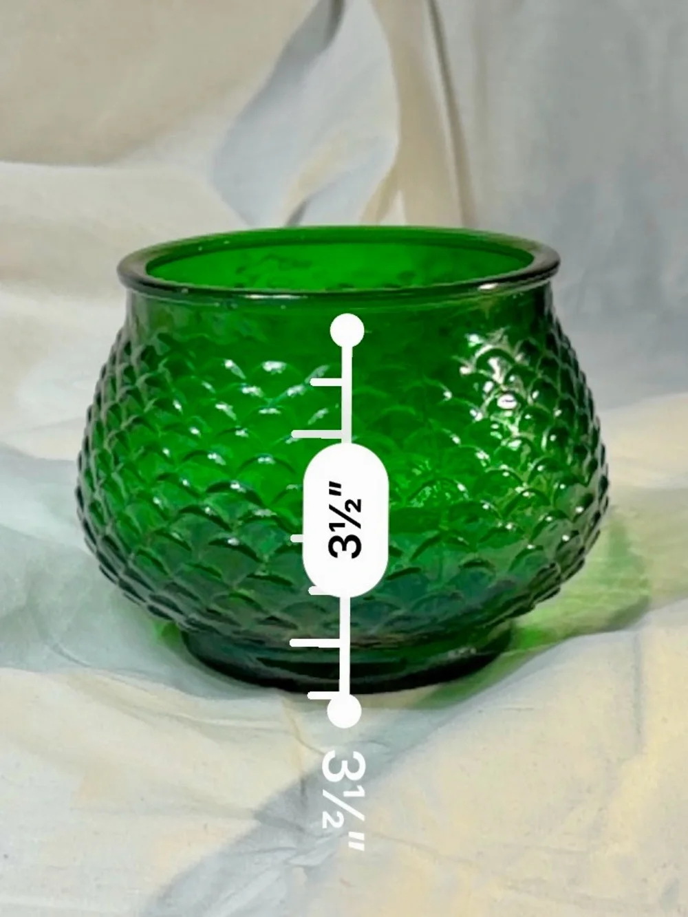 Vintage E.O. Brody Emerald Green Glass Fish Scale Bowl Planter MCM USA